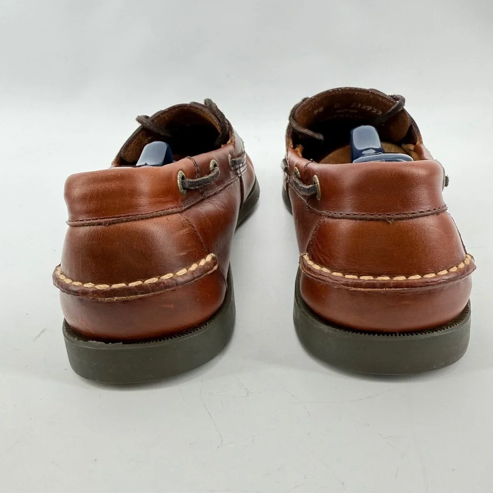 L.L. Bean Boat Shoes Mens 9D Brown Good Leather Casco Bay Handsewn Moc Toe